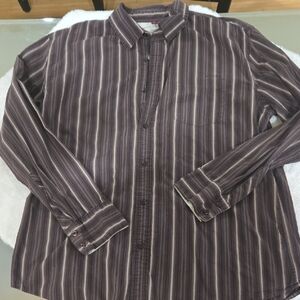 Kirra Men's Brown and White Striped Casual Shirt